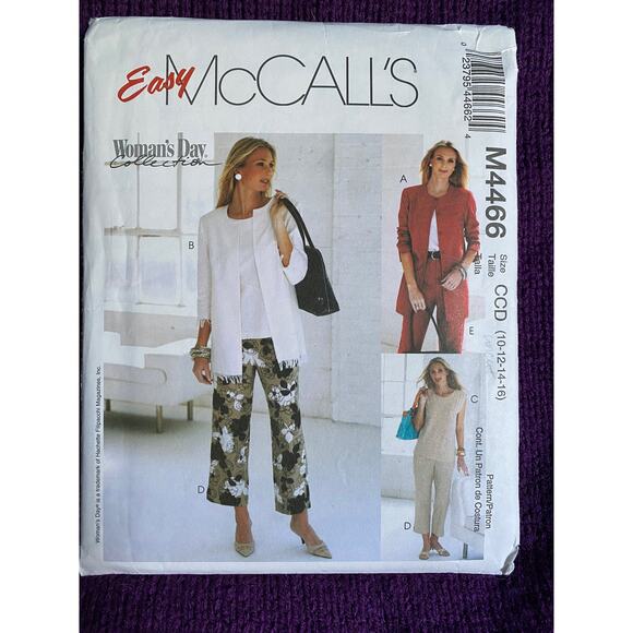 McCalls 4466 top pants jackets sewing pattern sz 10 12 14 - Picture 1 of 5